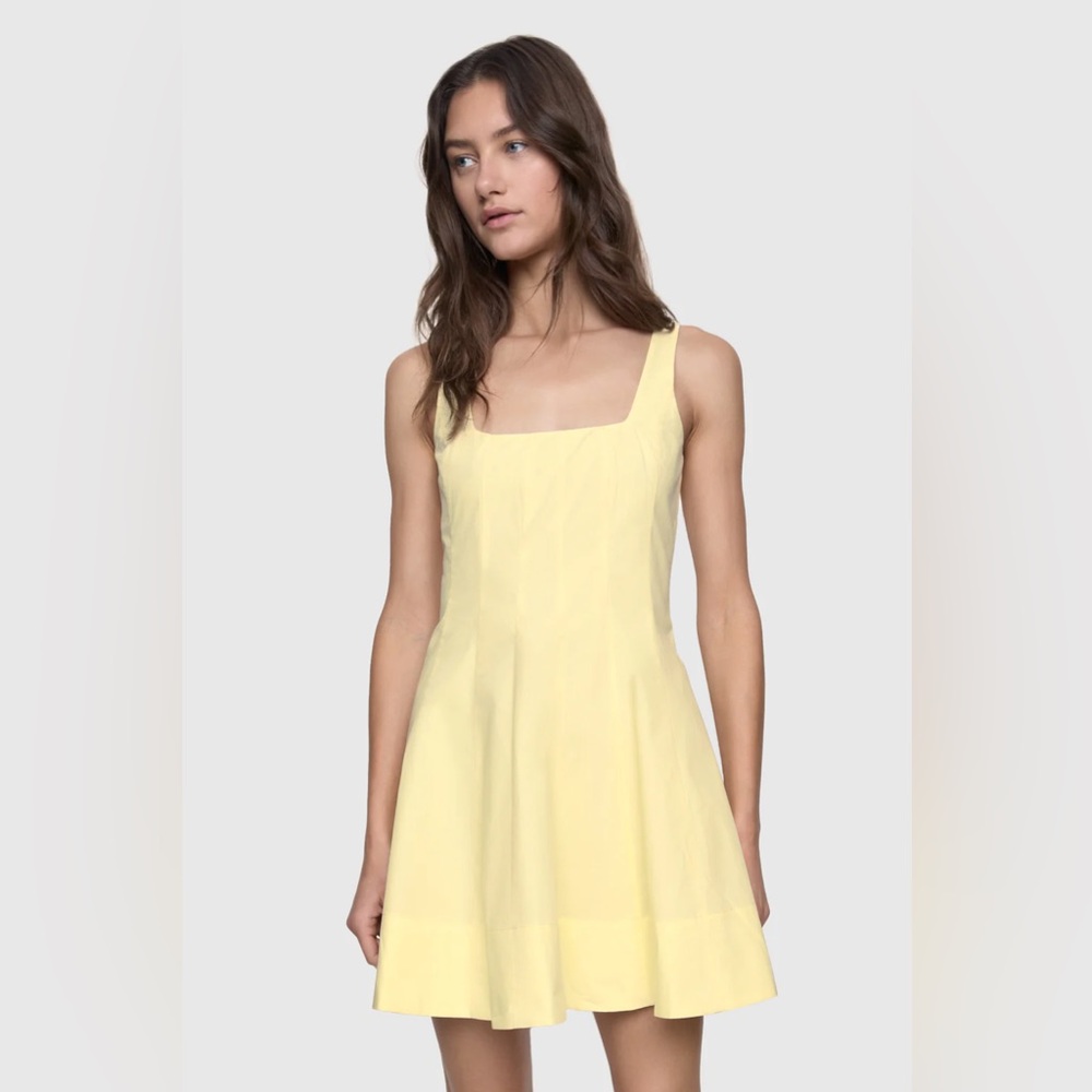 REBECCA MINKOFF - Light Yellow Square-Neck A-Line Dress - Picture 2 of 4